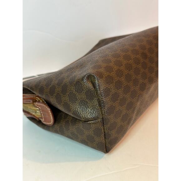 CELINE Macadam Cosmetic Pouch clutch PVC Leather Brown Authentic - Picture 6 of 15